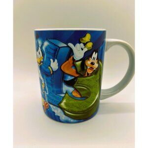 Disney Jerry Leigh 2014 Mickey Mouse Donald Duck Goofy Pluto Blue Coffee Mug